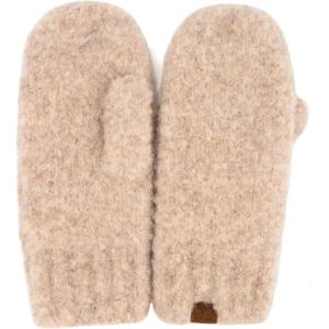 imageCC CC Super Thick Fuzzy Fleeced Lined Warm Winter Knitted Mittens GlovesRecycled Non Lined Boucle Beige