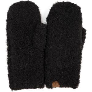 imageCC CC Super Thick Fuzzy Fleeced Lined Warm Winter Knitted Mittens GlovesRecycled Non Lined Boucle Black