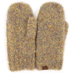 imageCC CC Super Thick Fuzzy Fleeced Lined Warm Winter Knitted Mittens GlovesRecycled Non Lined Boucle Olive