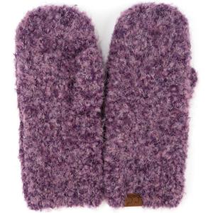 imageCC CC Super Thick Fuzzy Fleeced Lined Warm Winter Knitted Mittens GlovesRecycled Non Lined Boucle Purple