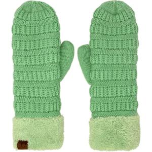 imageCC CC Super Thick Fuzzy Fleeced Lined Warm Winter Knitted Mittens GlovesSolid Mint