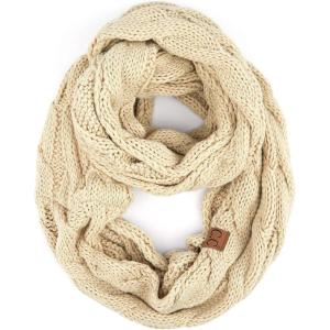 imageCC CC Winter Soft Matching Unisex Chunky Knit Cowl Loop Infinity ScarfBeige