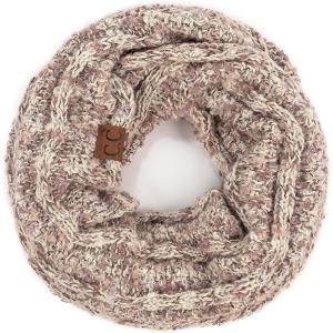 imageCC CC Winter Soft Matching Unisex Chunky Knit Cowl Loop Infinity ScarfBeige Multi