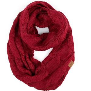 imageCC CC Winter Soft Matching Unisex Chunky Knit Cowl Loop Infinity ScarfBurgundycc