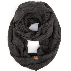 imageCC CC Winter Soft Matching Unisex Chunky Knit Cowl Loop Infinity ScarfDk Melgrey