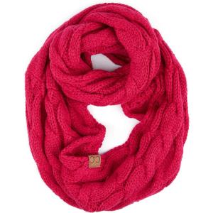 imageCC CC Winter Soft Matching Unisex Chunky Knit Cowl Loop Infinity ScarfHot Pinkcc