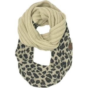 imageCC CC Winter Soft Matching Unisex Chunky Knit Cowl Loop Infinity ScarfLeopard Beige