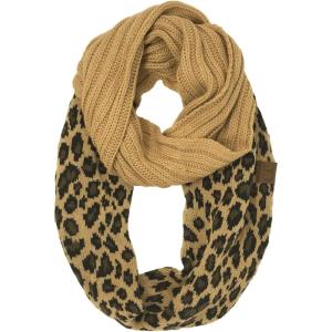 imageCC CC Winter Soft Matching Unisex Chunky Knit Cowl Loop Infinity ScarfLeopard Camel