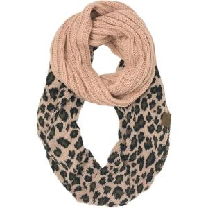 imageCC CC Winter Soft Matching Unisex Chunky Knit Cowl Loop Infinity ScarfLeopard Indi Pink