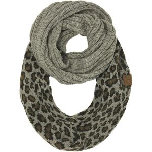 imageCC CC Winter Soft Matching Unisex Chunky Knit Cowl Loop Infinity ScarfLeopard Lt Melange Gray