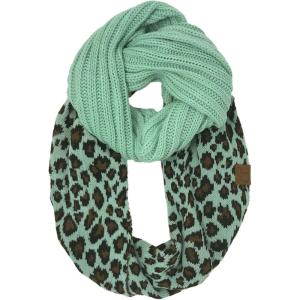 imageCC CC Winter Soft Matching Unisex Chunky Knit Cowl Loop Infinity ScarfLeopard Mint