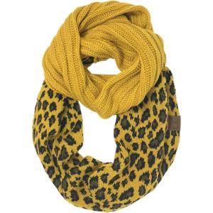 imageCC CC Winter Soft Matching Unisex Chunky Knit Cowl Loop Infinity ScarfLeopard Mustard
