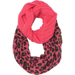 imageCC CC Winter Soft Matching Unisex Chunky Knit Cowl Loop Infinity ScarfLeopard New Candy Pink