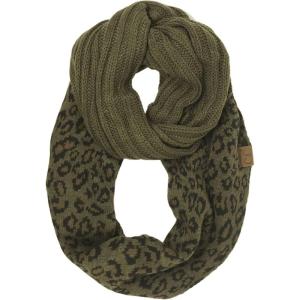 imageCC CC Winter Soft Matching Unisex Chunky Knit Cowl Loop Infinity ScarfLeopard New Olive
