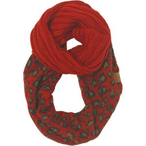 imageCC CC Winter Soft Matching Unisex Chunky Knit Cowl Loop Infinity ScarfLeopard Red