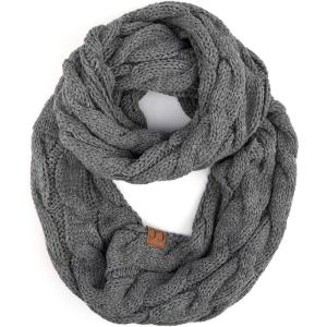 imageCC CC Winter Soft Matching Unisex Chunky Knit Cowl Loop Infinity ScarfLt Mel Greycc