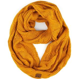 imageCC CC Winter Soft Matching Unisex Chunky Knit Cowl Loop Infinity ScarfMustard