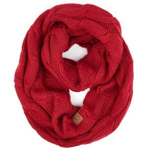 imageCC CC Winter Soft Matching Unisex Chunky Knit Cowl Loop Infinity ScarfRedcc