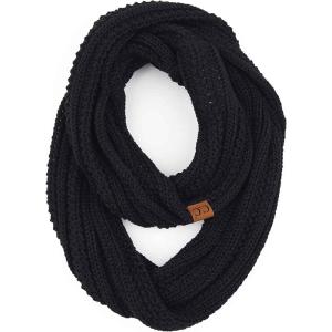 imageCC CC Winter Soft Matching Unisex Chunky Knit Cowl Loop Infinity ScarfRibbed Black