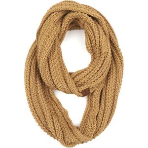 imageCC CC Winter Soft Matching Unisex Chunky Knit Cowl Loop Infinity ScarfRibbed Solid Camel