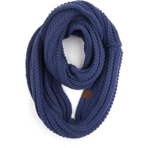 imageCC CC Winter Soft Matching Unisex Chunky Knit Cowl Loop Infinity ScarfRibbed Solid Dk Denim