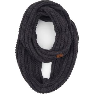 imageCC CC Winter Soft Matching Unisex Chunky Knit Cowl Loop Infinity ScarfRibbed Solid Dk Melange Gray