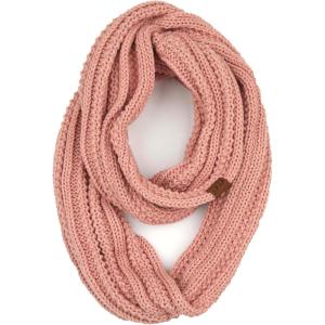 imageCC CC Winter Soft Matching Unisex Chunky Knit Cowl Loop Infinity ScarfRibbed Solid Indi Pink