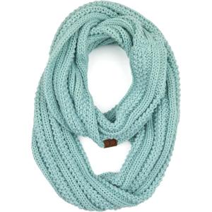 imageCC CC Winter Soft Matching Unisex Chunky Knit Cowl Loop Infinity ScarfRibbed Solid Mint