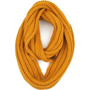 imageCC CC Winter Soft Matching Unisex Chunky Knit Cowl Loop Infinity ScarfRibbed Solid Mustard