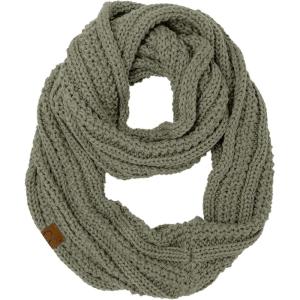 imageCC CC Winter Soft Matching Unisex Chunky Knit Cowl Loop Infinity ScarfRibbed Solid Natural Gray