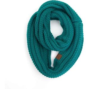 imageCC CC Winter Soft Matching Unisex Chunky Knit Cowl Loop Infinity ScarfRibbed Solid Sea Green