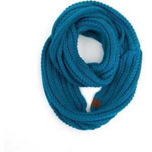 imageCC CC Winter Soft Matching Unisex Chunky Knit Cowl Loop Infinity ScarfRibbed Solid Teal