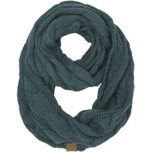 imageCC CC Winter Soft Matching Unisex Chunky Knit Cowl Loop Infinity ScarfSolid Teal Gray