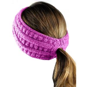 imageCC Cable Knit Fuzzy Lined Ear Warmer Ponytail Pony Headband BlackAzalea