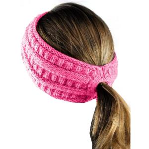 imageCC Cable Knit Fuzzy Lined Ear Warmer Ponytail Pony Headband BlackCandy Pink