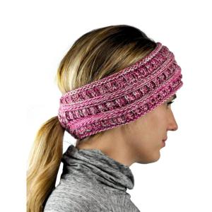 imageCC Cable Knit Fuzzy Lined Ear Warmer Ponytail Pony Headband BlackConfetti Bubblegum Pink