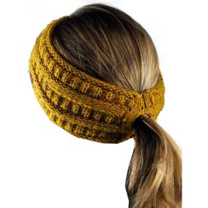 imageCC Cable Knit Fuzzy Lined Ear Warmer Ponytail Pony Headband BlackConfetti Ombre Mustard