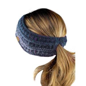 imageCC Cable Knit Fuzzy Lined Ear Warmer Ponytail Pony Headband BlackConfetti Ombre Navy