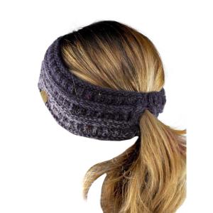 imageCC Cable Knit Fuzzy Lined Ear Warmer Ponytail Pony Headband BlackConfetti Ombre Purple