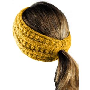 imageCC Cable Knit Fuzzy Lined Ear Warmer Ponytail Pony Headband BlackMustard