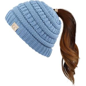 imageCC Children Kids Beanie Chunky Knitted Beanie Pony Tail Hat for Kid Ages 25 MB847 MB816Denimcc