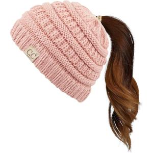 imageCC Children Kids Beanie Chunky Knitted Beanie Pony Tail Hat for Kid Ages 25 MB847 MB816Indipink