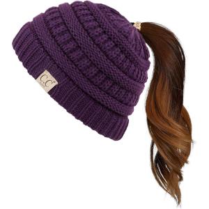 imageCC Children Kids Beanie Chunky Knitted Beanie Pony Tail Hat for Kid Ages 25 MB847 MB816Purple
