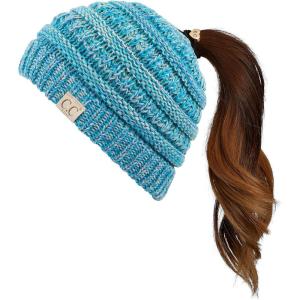 imageCC Children Kids Beanie Chunky Knitted Beanie Pony Tail Hat for Kid Ages 25 MB847 MB816Teal Multi