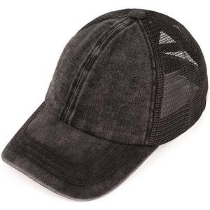 imageCC Childrens Kids Girls Criss Cross High Bun Adjustable Mesh Trucker Baseball CapBlack