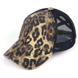 imageCC Childrens Kids Girls Criss Cross High Bun Adjustable Mesh Trucker Baseball CapCotton Twill  Leopard