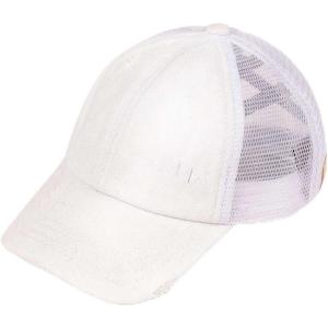 imageCC Childrens Kids Girls Criss Cross High Bun Adjustable Mesh Trucker Baseball CapCotton Twill  White