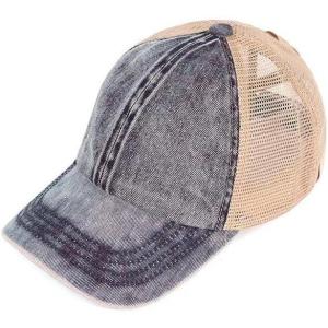 imageCC Childrens Kids Girls Criss Cross High Bun Adjustable Mesh Trucker Baseball CapDenim