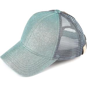 imageCC Childrens Kids Girls Criss Cross High Bun Adjustable Mesh Trucker Baseball CapGlitter Mint