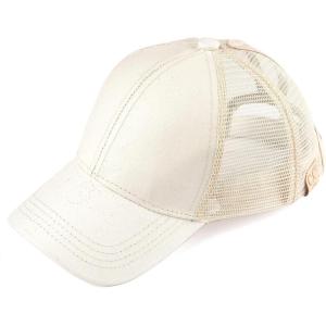 imageCC Childrens Kids Girls Criss Cross High Bun Adjustable Mesh Trucker Baseball CapGlitter White